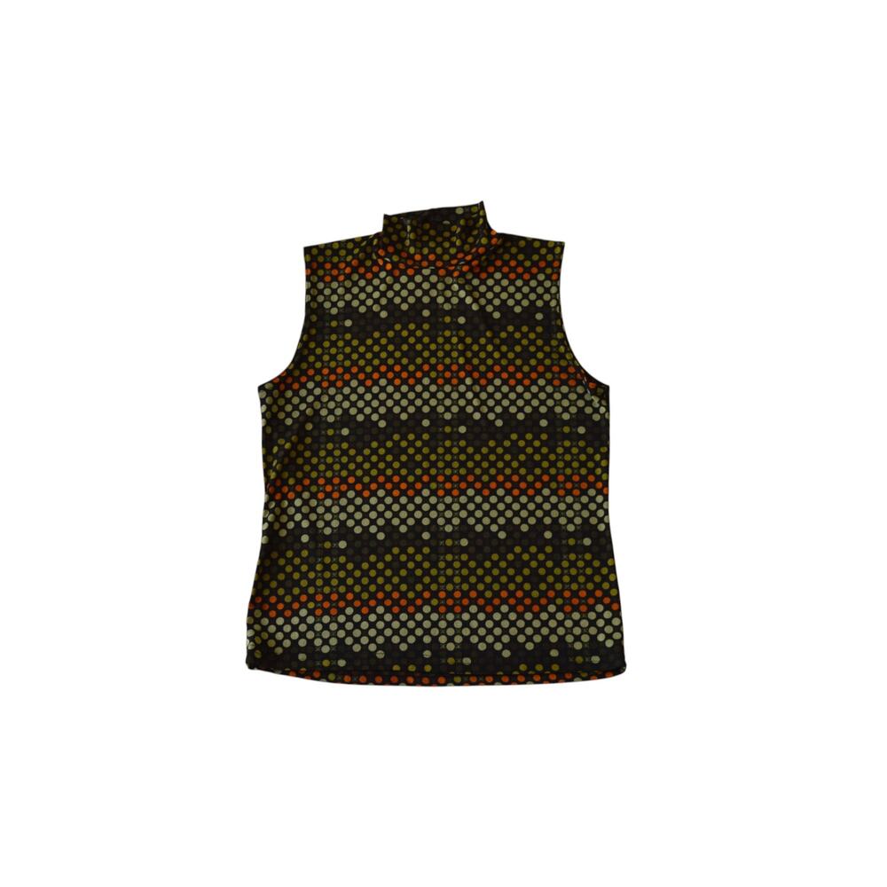Y2K Susan Lawrence Polka Dot Top Sleeveless Sheer Mesh Blouse